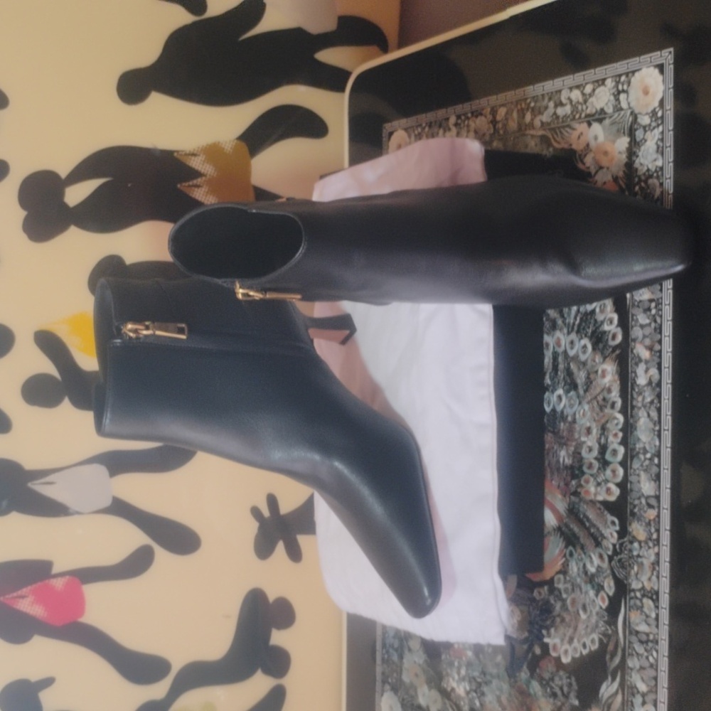 Coach Black Ankle Booties with Gold Zipper